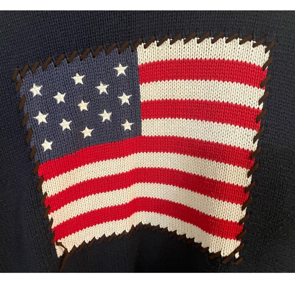 Liz Claiborne Liz&Co Petite Navy Cotton Flag Sweater Size Small - Picture 4 of 11